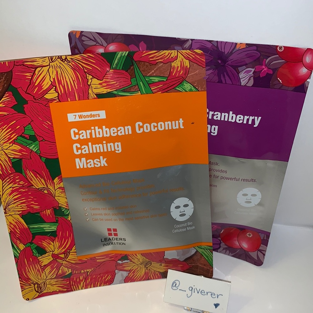 2 Pack Leaders 7 Wonders Coconut Bio Cellulose Face Masks